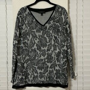 Lane Bryant Black and Gray Floral Blouse